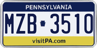 PA license plate MZB3510