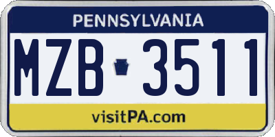 PA license plate MZB3511