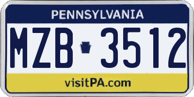 PA license plate MZB3512