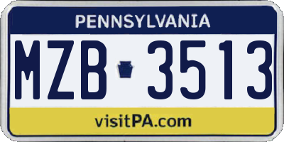 PA license plate MZB3513
