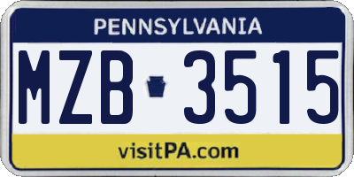 PA license plate MZB3515
