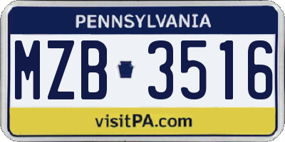 PA license plate MZB3516