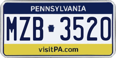 PA license plate MZB3520