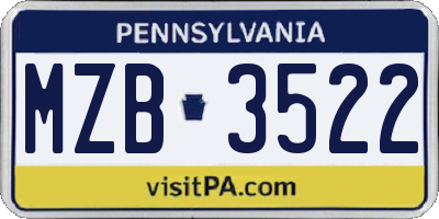 PA license plate MZB3522