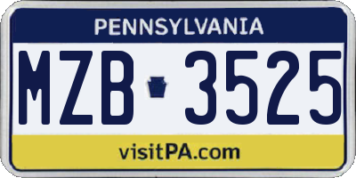 PA license plate MZB3525