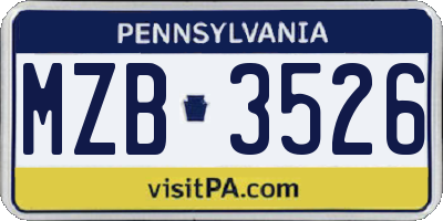 PA license plate MZB3526