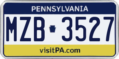 PA license plate MZB3527