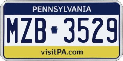 PA license plate MZB3529
