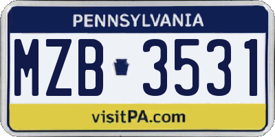 PA license plate MZB3531