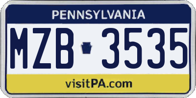 PA license plate MZB3535