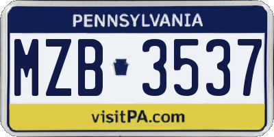 PA license plate MZB3537