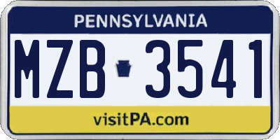PA license plate MZB3541