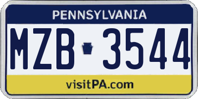 PA license plate MZB3544