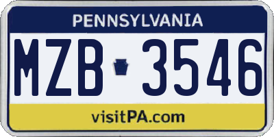 PA license plate MZB3546
