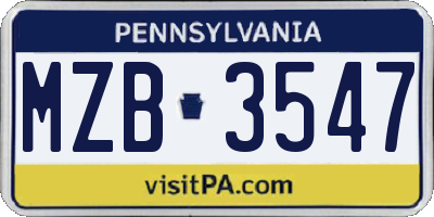 PA license plate MZB3547