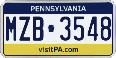 PA license plate MZB3548