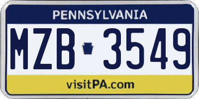 PA license plate MZB3549