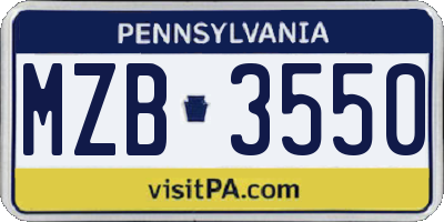 PA license plate MZB3550