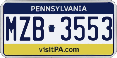 PA license plate MZB3553