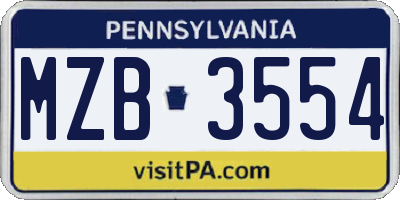 PA license plate MZB3554