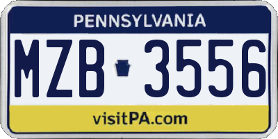 PA license plate MZB3556