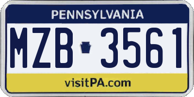PA license plate MZB3561