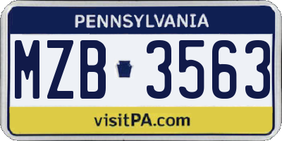 PA license plate MZB3563