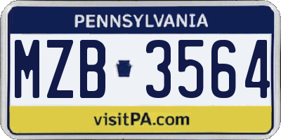 PA license plate MZB3564