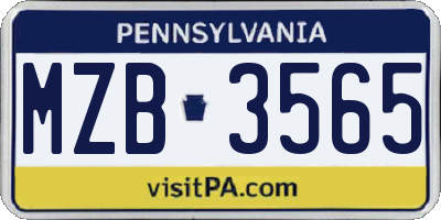 PA license plate MZB3565