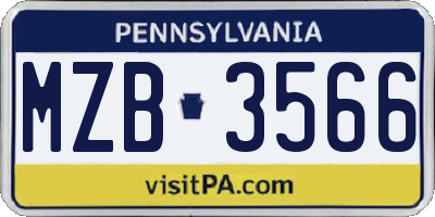 PA license plate MZB3566