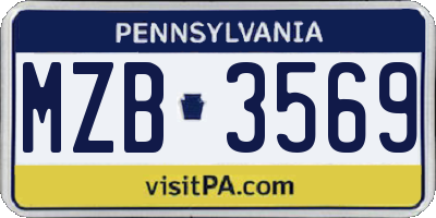 PA license plate MZB3569