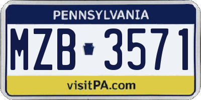 PA license plate MZB3571