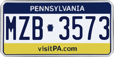 PA license plate MZB3573