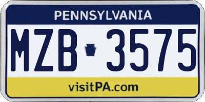 PA license plate MZB3575