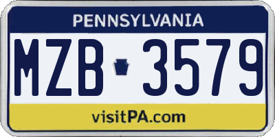 PA license plate MZB3579
