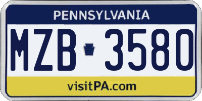 PA license plate MZB3580
