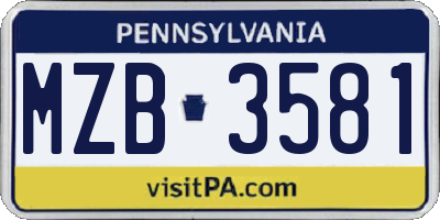 PA license plate MZB3581