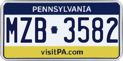PA license plate MZB3582