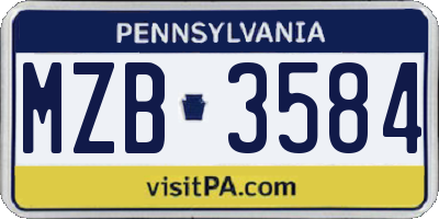 PA license plate MZB3584