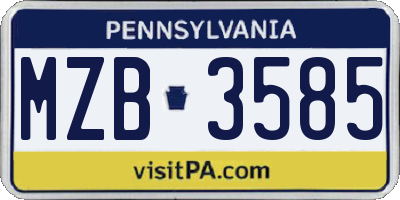 PA license plate MZB3585