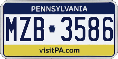 PA license plate MZB3586