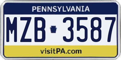 PA license plate MZB3587