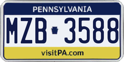 PA license plate MZB3588