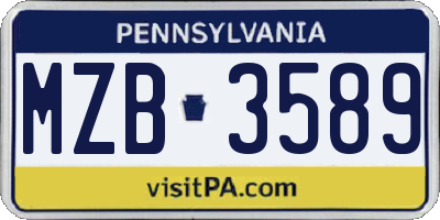 PA license plate MZB3589
