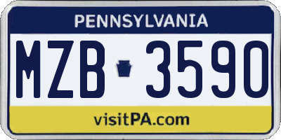 PA license plate MZB3590