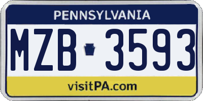PA license plate MZB3593