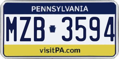 PA license plate MZB3594