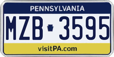 PA license plate MZB3595