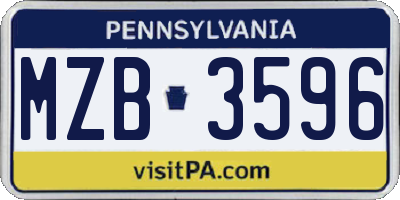 PA license plate MZB3596