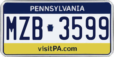 PA license plate MZB3599